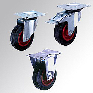 Roller Bearing Industrial Castor with Black Plastic Core Rubber Wheel